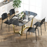 Set of 4 Dining Chair Stackable Armless Chairs with Backrest-Black-4 Pack