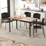 Set of 4 Dining Chair Stackable Armless Chairs with Backrest-Black-4 Pack
