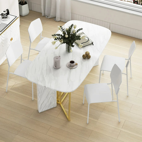 Set of 4 Dining Chair Stackable Armless Chairs with Backrest-White-4 Pack