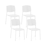 Set of 4 Dining Chair Stackable Armless Chairs with Backrest-White-4 Pack