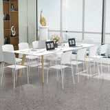 Set of 4 Dining Chair Stackable Armless Chairs with Backrest-White-4 Pack
