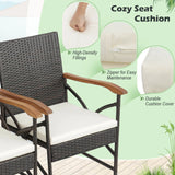 Set of 2/4 Patio Wicker Chairs with Soft Zippered Cushion-Set of 4