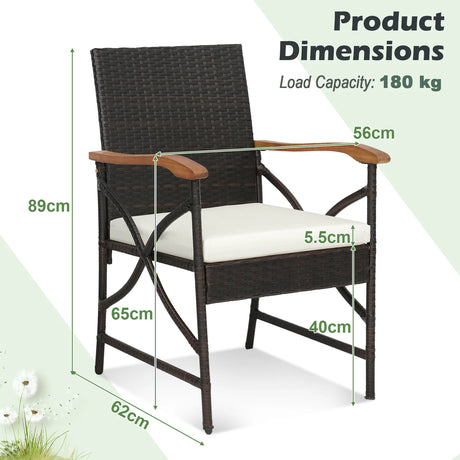 Set of 2/4 Patio Wicker Chairs with Soft Zippered Cushion-Set of 4
