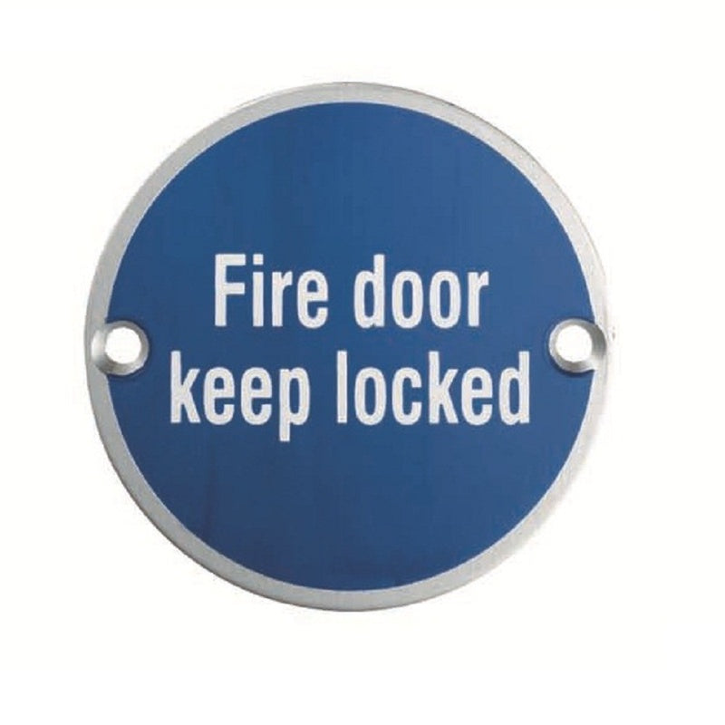 FIRE DOOR KEEP LOCKED SYMBOL - SATIN ANODISED ALUMINIUM - EACH