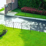 Outsunny Set of Five 61.5cm Decorative Metal Fence Panels - Black