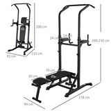 HOMCOM Pull Up Station with Adjustable Weight Bench, Dip Station and Barbell Rack, Multi-Function Power Tower Free Standing Pull Up Bar for Home Gym