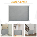 PawHut Retractable Safety Gate, Dog Pet Barrier, Folding Protector, for Home, Doorway, Stairs, 82.5H x 115Lcm - Grey