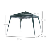 Outsunny 3 M x 3 M Base/ 2.5 M x 2.5 M Top Pop Up Gazebo with Carry Bag, Height Adjustable Slant Leg Party Tent Instant Event Shelter for Garden, Patio, Green