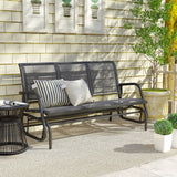 Outsunny 3-Seat Glider Rocking Chair for 3 People Garden Bench Patio Furniture Metal Frame, Grey