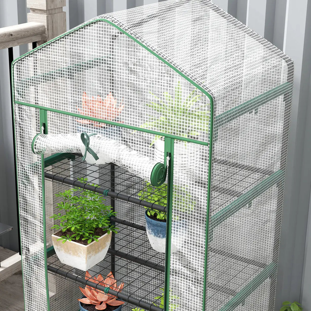 Outsunny 193cm Five Shelf Mini Greenhouse - White