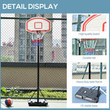 HOMCOM Portable Basketball Stand 175-215cm Adjustable Height Sturdy Rim Hoop w/ Large Wheels Stable Base Net Free Standing