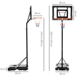 SPORTNOW 2.1-2.6m Adjustable Basketball Hoop and Basketball Stand w/ Backboard and Weighted Base, Portable on Wheels, Black