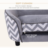 PawHut Dog Sofa Pet Couch for XS Dogs w/ Removable Sponge Padded Cushion - Grey