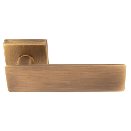 SPRING LEVER ON CONCEALED FIX SQUARE ROSE BGO (ANTIQUE BRASS) - ANTIQUE BRASS - PAIR