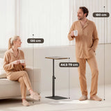 HOMCOM C Shaped Side Table, Small End Table with Adjustable Height and Metal Base for Living Room, Bedroom, Rustic Brown