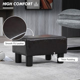 HOMCOM PU Leather Footstool Ottoman Cube with 4 Plastic Legs, Brown