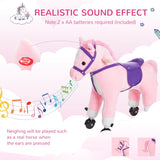 HOMCOM Rocking Horse Kids Ride on Walking Horse Animal Pony Wheeled Riding Plush Toy w/Sound for 3 Years and Up (Pink)