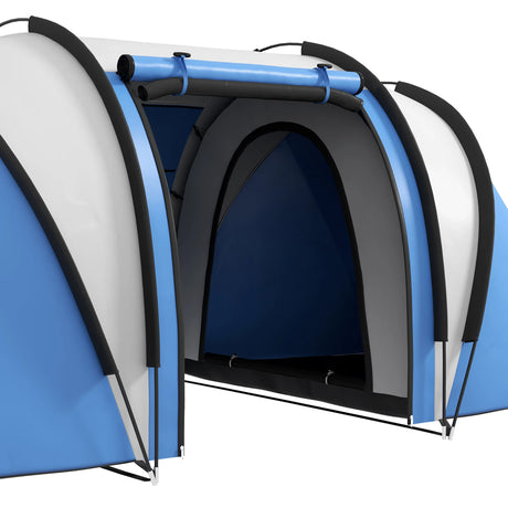 Outsunny Two-Man Tent, with Bedrooms, Living Room and Canopy - Blue