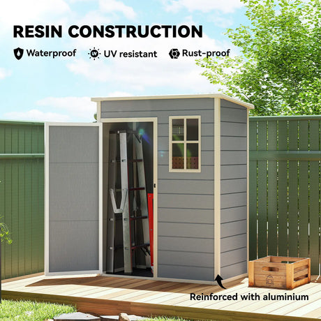 Outsunny 5x3 Storage Shed with Lockable Door, Window & Vent for Garden & Patio, Grey