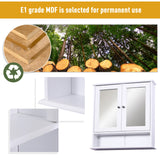 kleankin Wall-mounted Bathroom Cabinet Mirror Door Organiser Storage Shelves Living Room White