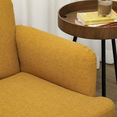 HOMCOM Velvet Feel Fabric 2 Seater Sofa, Small Sofa Loveseat with 21cm Thick Padding and Wood Legs, Yellow