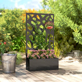 Outsunny Metal Raised Garden Bed with Trellis, Outdoor Planter Box with Privacy Screen, Elevated Garden Box for Climbing Plants