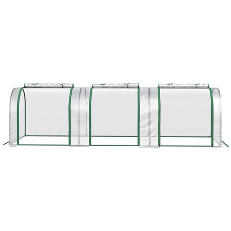 Outsunny PVC Tunnel Greenhouse Green Grow House Steel Frame for Garden Backyard with Zipper Doors 295x100x80 cm, Clear