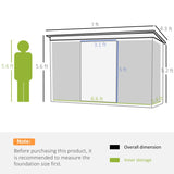 Outsunny 7 x 4ft Lean to Garden Shed with Foundation Kit, Double Door and Vents, Outdoor Metal Storage Shed for Equipment Tools, Green