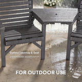 Outsunny Wooden Garden Bistro Set, 2 Seater Wooden Outdoor Table and Chairs with Parasol Hole for Patio, Light Grey