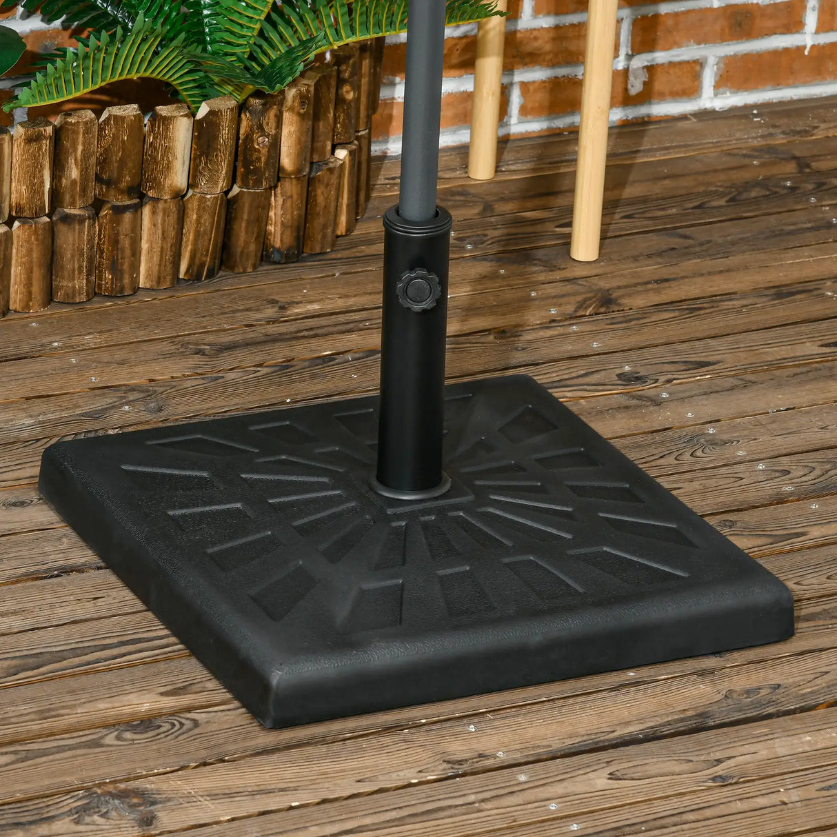 Outsunny 19kg Resin Garden Parasol Base Holder, Square Outdoor Market Umbrella Stand Weight for Poles of 32mm, 38mm, and 48mm, Black