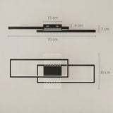 HOMCOM LED Ceiling Light, Modern Dimmable Ceiling Light with Wall Switch & Remote Control, Flush Mount Ceiling Lamp with 3000-6000K Colour Temperatures for Living Room, Bedroom, Black
