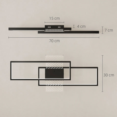 HOMCOM LED Ceiling Light, Modern Dimmable Ceiling Light with Wall Switch & Remote Control, Flush Mount Ceiling Lamp with 3000-6000K Colour Temperatures for Living Room, Bedroom, Black