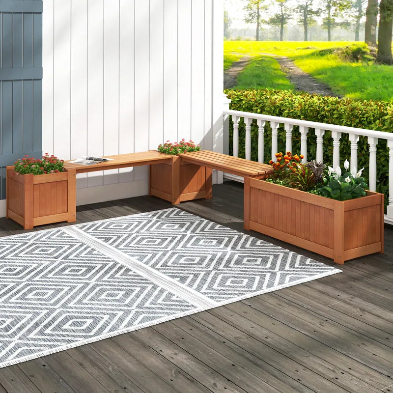 Outdoor Plant Container with Seat for Garden Yard Balcony Deck