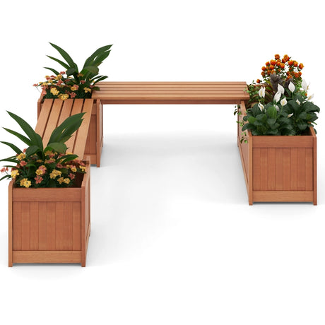 Outdoor Plant Container with Seat for Garden Yard Balcony Deck