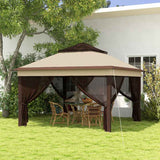 Outsunny 3 x 3(m) Pop Up Gazebo, Height Adjustable Instant Event Shelter with Netting and Carrying Bag, Beige