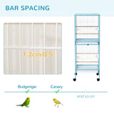 PawHut Bird Cage Budgie Cage 2 In 1 Large Aviary with Wheels Removable Trays for Finch Canaries Cockatiels Light Blue