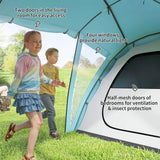 Outsunny 4-6 Man Family Camping Tent w/ 2 Bedrooms and a Living Room, Waterproof Tunnel Tent w/ Sewn In Groundsheet, Doors, Windows, Carry Bag, Blue