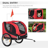 PawHut Steel Dog Bike Trailer Pet Cart Carrier for Bicycle Kit Water Resistant with Hitch Coupler Travel Black and Red