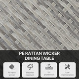 Outsunny 90 cm Wood-Effect Rattan Garden Table - Grey