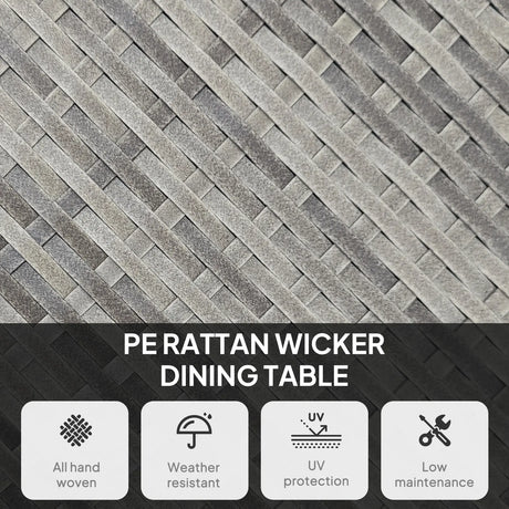 Outsunny 90 cm Wood-Effect Rattan Garden Table - Grey