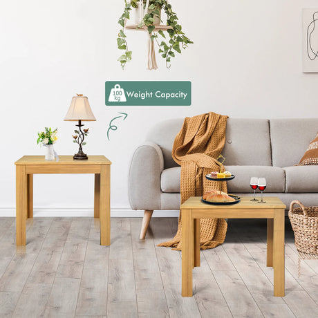 Wooden Square Patio Coffee Bistro Table-Natural