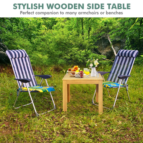 Wooden Square Patio Coffee Bistro Table-Natural