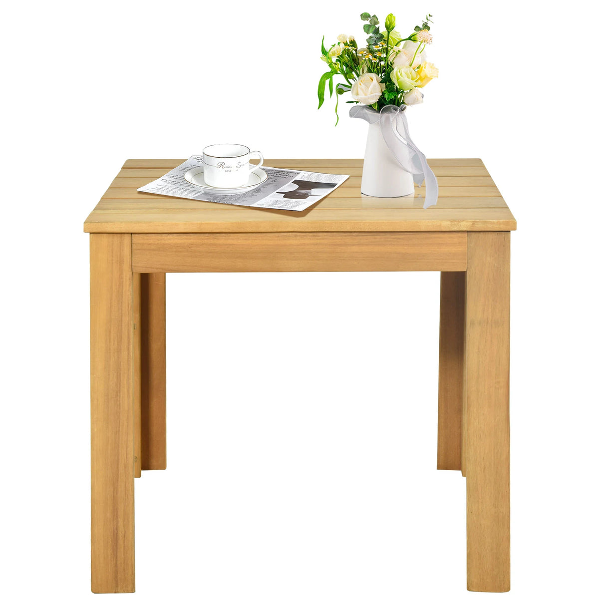 Wooden Square Patio Coffee Bistro Table-Natural