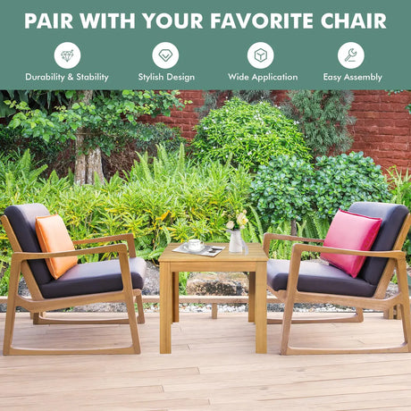 Wooden Square Patio Coffee Bistro Table-Natural