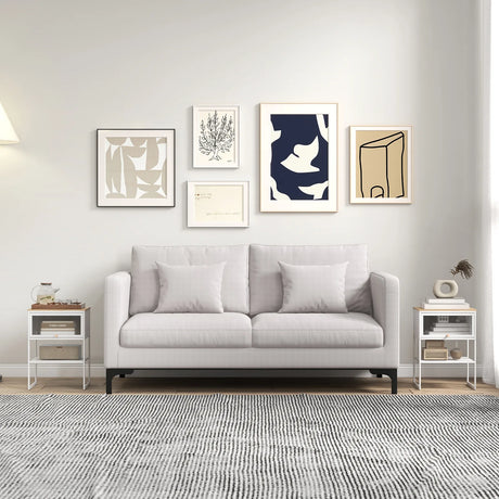 Nightstand with Flip up Door Storage Shelf-White
