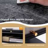 Nightstand with Flip up Door Storage Shelf-Black