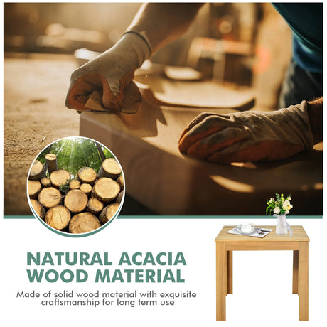 Wooden Square Patio Coffee Bistro Table-Natural