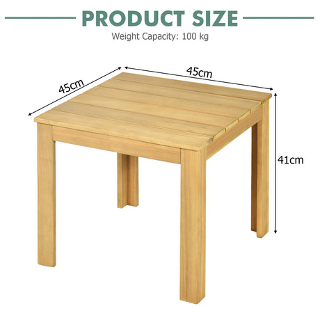 Wooden Square Patio Coffee Bistro Table-Natural