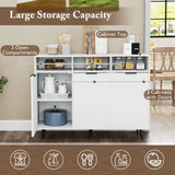 Sideboard Buffet Cabinet with 5-Position Adjustable Shelves-White