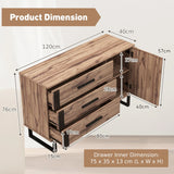 Sideboard Buffet Cabinet Credenza Storage Cabinet with 3 Drawers-Rustic Brown